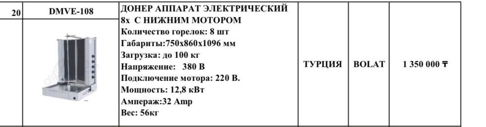 Донер аппарат BOLAT