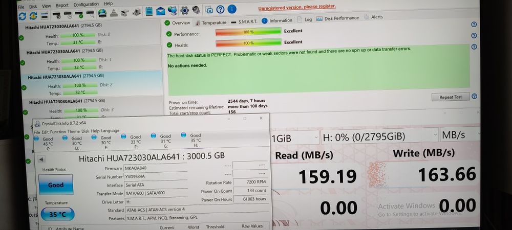 Set de 4buc  HDD HGST 3tb x4 buc  (12tb) 100% life