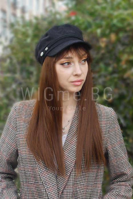 Дълга права кестенява перука с бреон Аделина