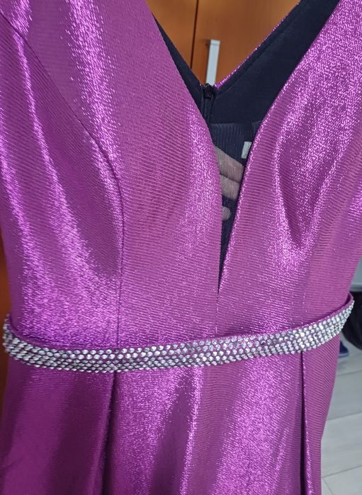 Rochie lungă mov sclipitoare de bal