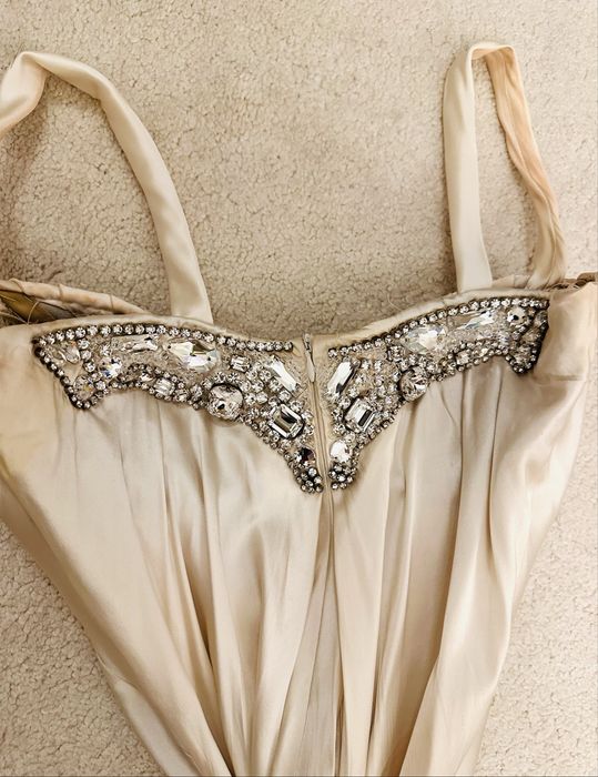 Rochie lungă din mătase și cristale Swarovski