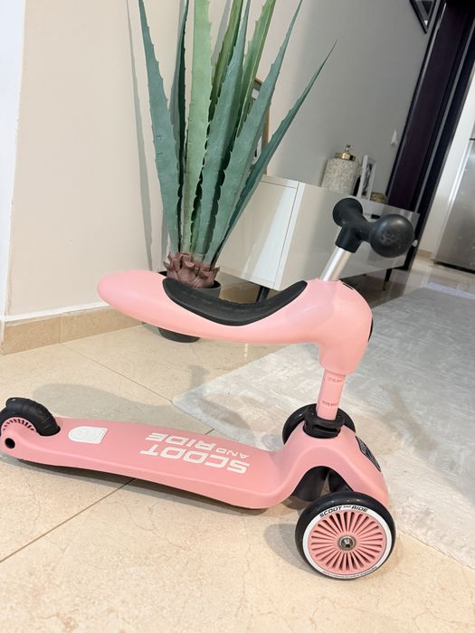 Trotineta copii cu sezut, transformabila 2in1, HighwayKick 1 Rose, 1-5 ani, pana la 50 kg, Scoot & Ride