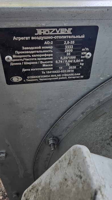 Parnik uchun isitish moslamasi