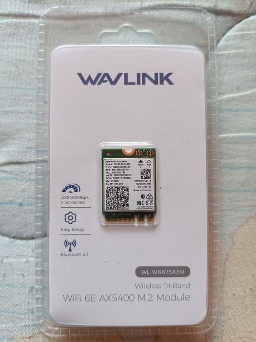 Placă Wireless Wi-Fi 6E - Intel AX210 NGW interfață M.2/NGFF 2230 Tri-Band 2,4/5/6 GHz Bluetooth 5.3 viteză 5,4 Gbps - NOU