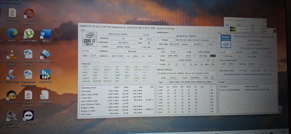 Vând URGENT  laptop I3, procesor generația I 10