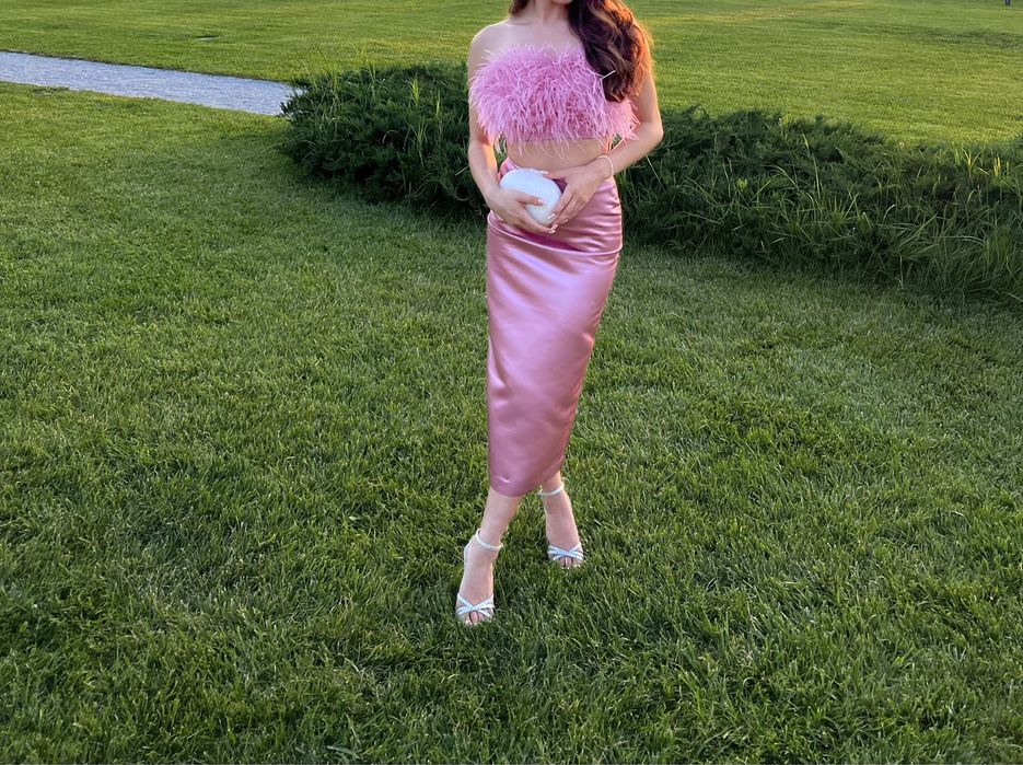 Tonena atelier дизайнерски комплект/сет от пола и бюстие пера и сатен