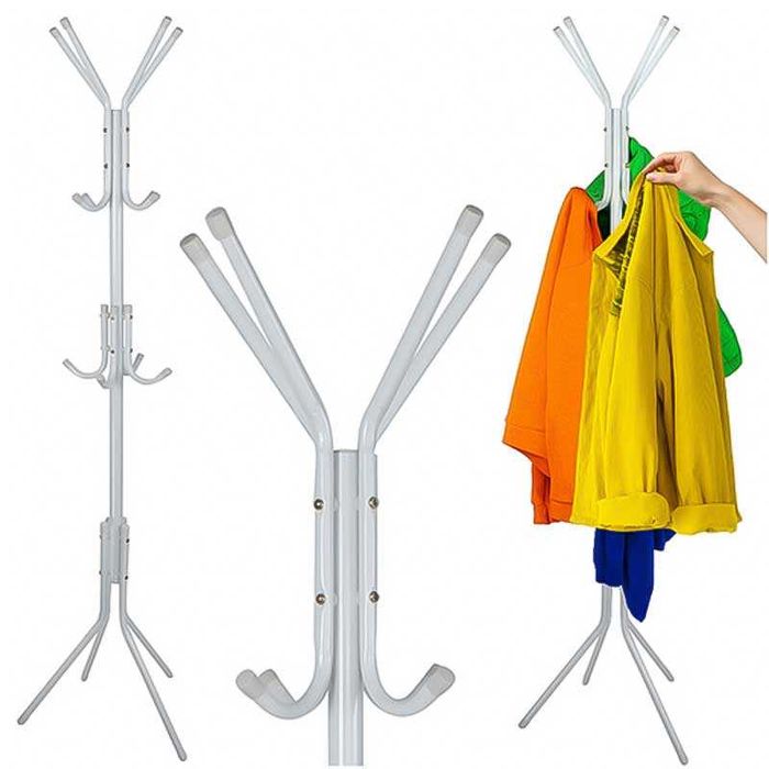 Стояща закачалка за дрехи – 170 см, метална с 4 крака, черна и бяла