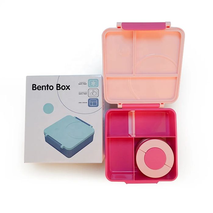 Кутия за обяд, храна, с термос контейнер 4 отделения за училище работа