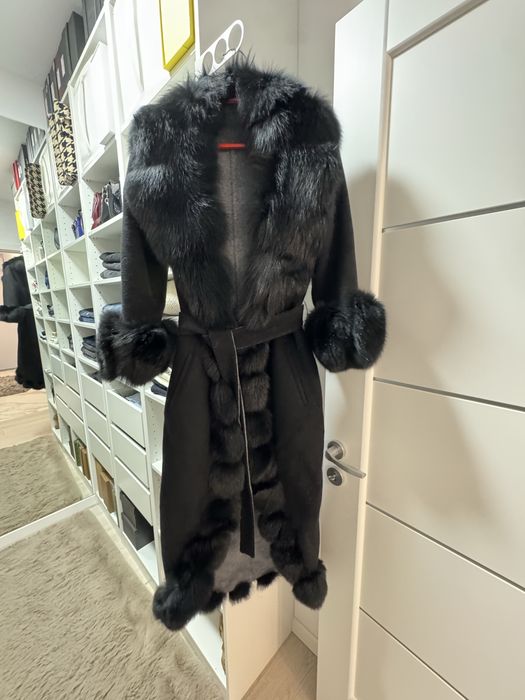 Palton lana cu blana naturala