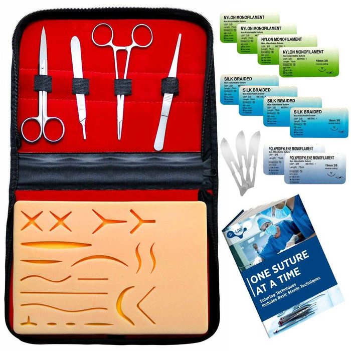 Хирургический тренажер муляж для медиков с инструментами.