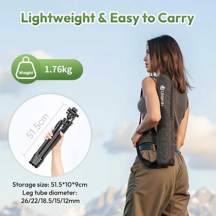 Ulanzi JJ06 GlideGo Професионален карбонов видео статив с 360° контрол