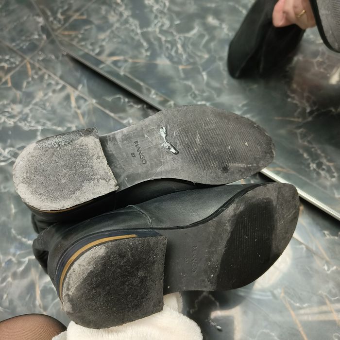 Cizme lungi Mango 37 piele cu toc metalic