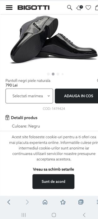 Pantofi noi  de gala Bigotti 41 piele naturala