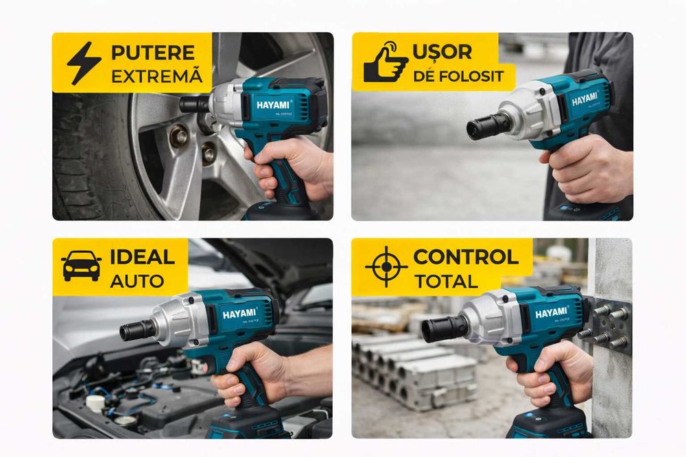 Cheie impact 700Nm HAYAMI 188V 2 acumulatori profesionala