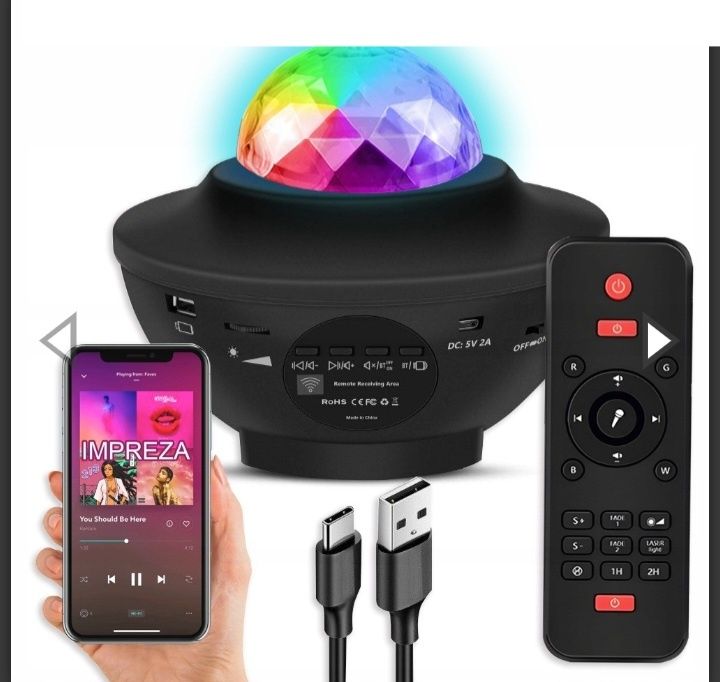 Въртящ блутут проектор с колонка