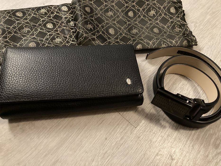 Кожени дамски колан и портфейл