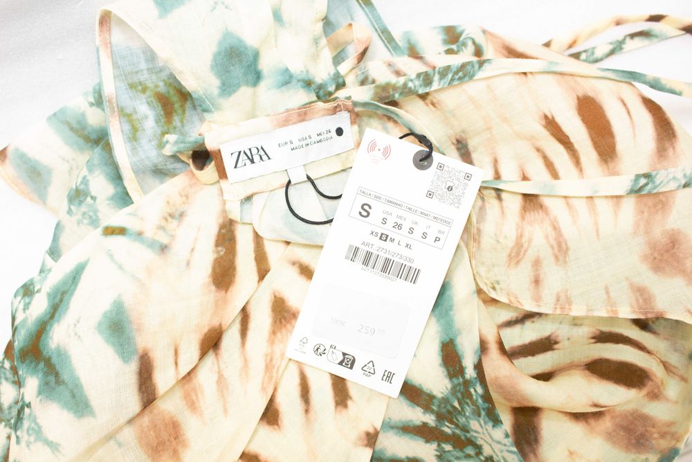 ZARA дамски топ асиметричен халтър деколте връзки на гърба S нова