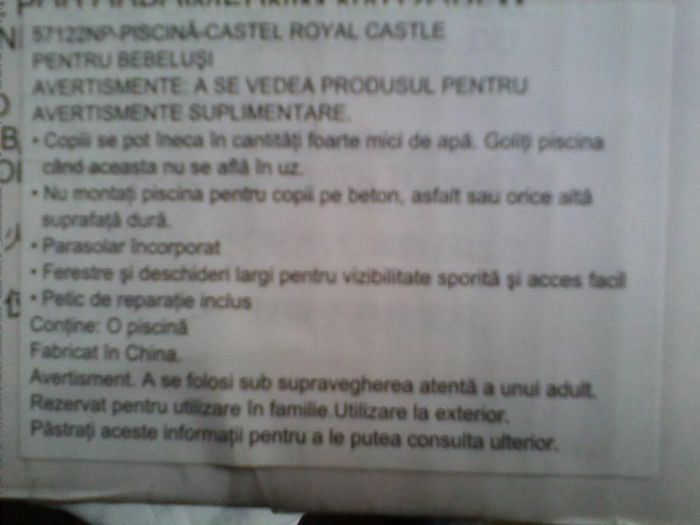 Centru joaca piscina Primul meu Castel, Intex 122x122cm, nou, sigilat