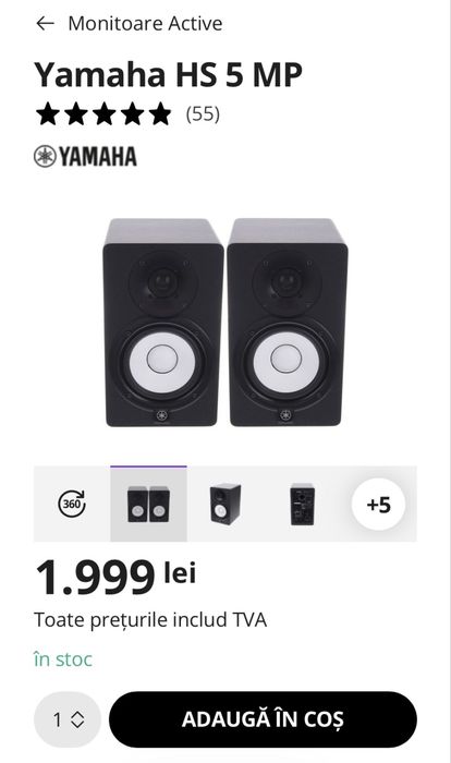 Boxe Yamaha MP5 + Mixer AG06 pentru studio