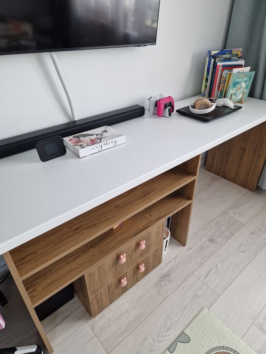 Birou dublu extra-lung, modern, cu banda LED