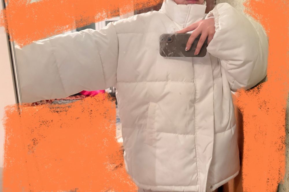 Куртка Белая оверсайз,теплая