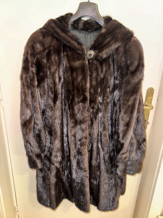 Haină Blană NURCĂ maro cu gluga