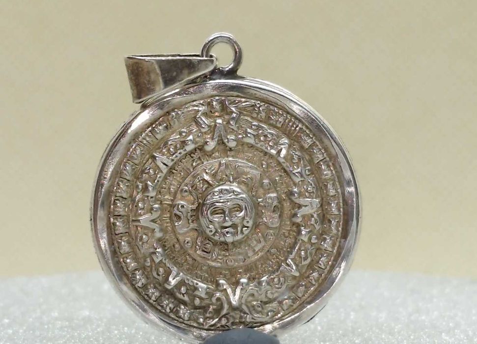 Pandantiv taxco – inlay turcoaz & calendar aztec – argint 925