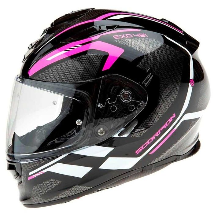 Мото Каска SCORPION EXO-491 KRIPTA Pink-Black, вградени очила