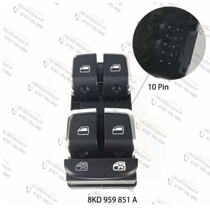 Butoane geam electric ornament crom Audi A4 B8, A5, Q5