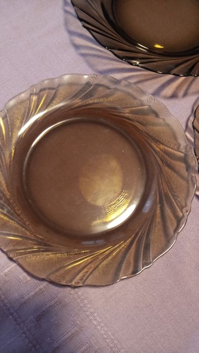 Set 18 farfurii din sticlă fumurie