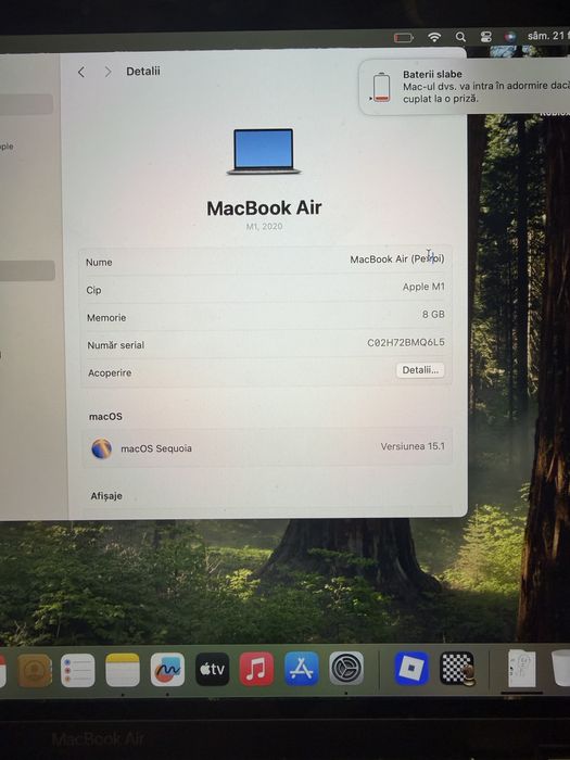 Macbook air m1 2020 97% baterie