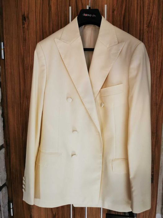 Sacou Smoking BMan, 100% lână Vitale Barberis, alb perlat, mărime 50