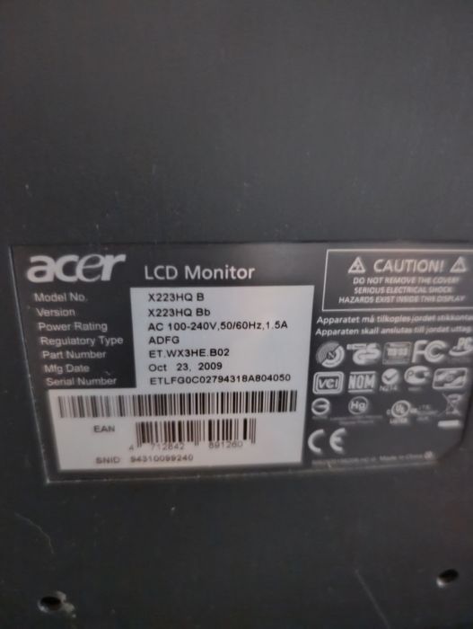 монитор acer x223hq