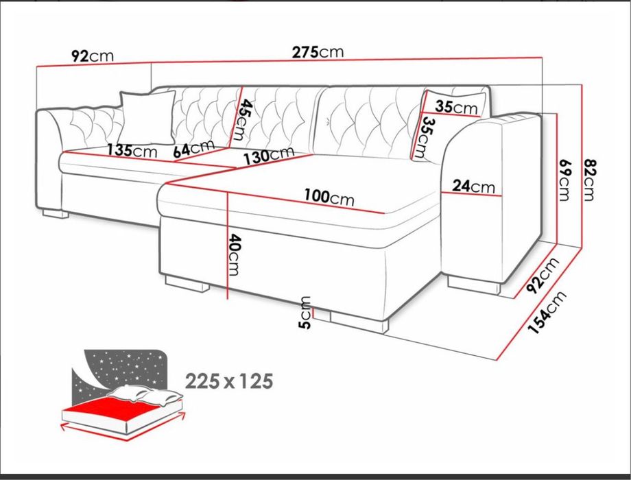 Vand canapea coltar extensibil cu lada depozitare chesterfield catifea