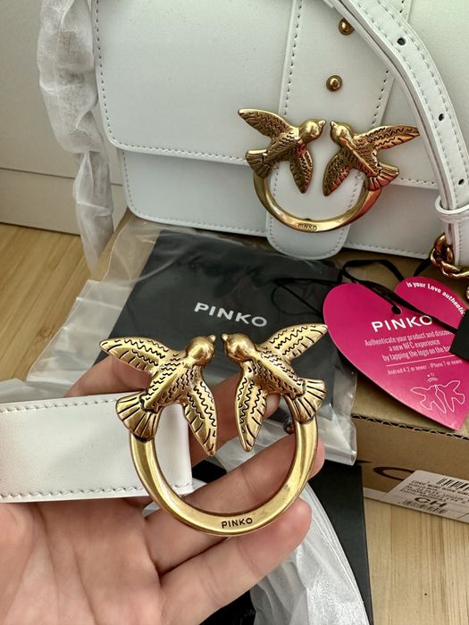 Чисто нова чанта и колан Pinko в бял цвят