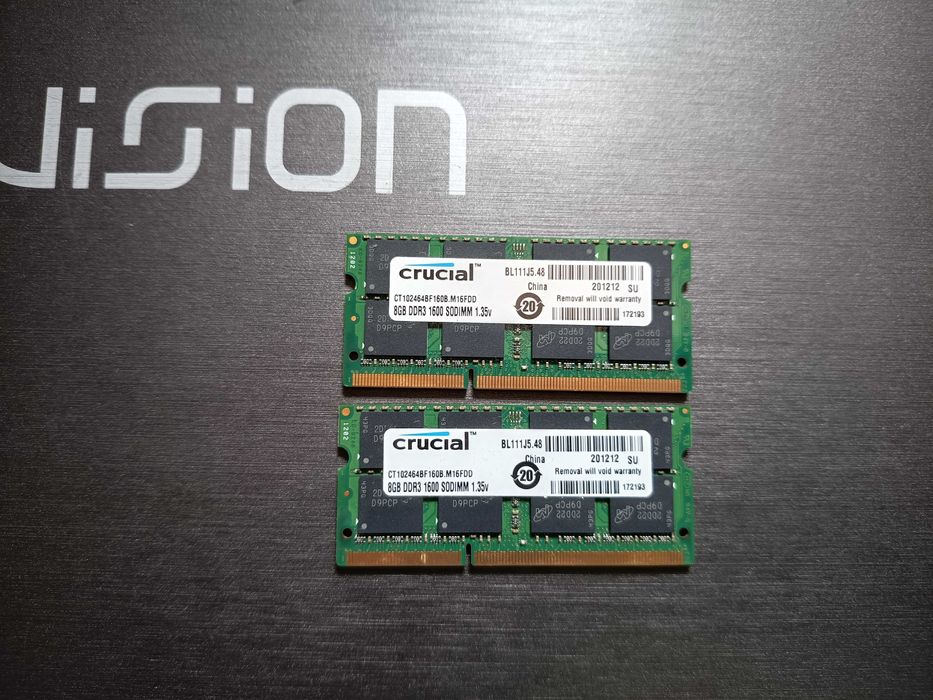 Kit rami laptop 16gb DDR3L 1600mhz Crucial, 8gb + 8gb