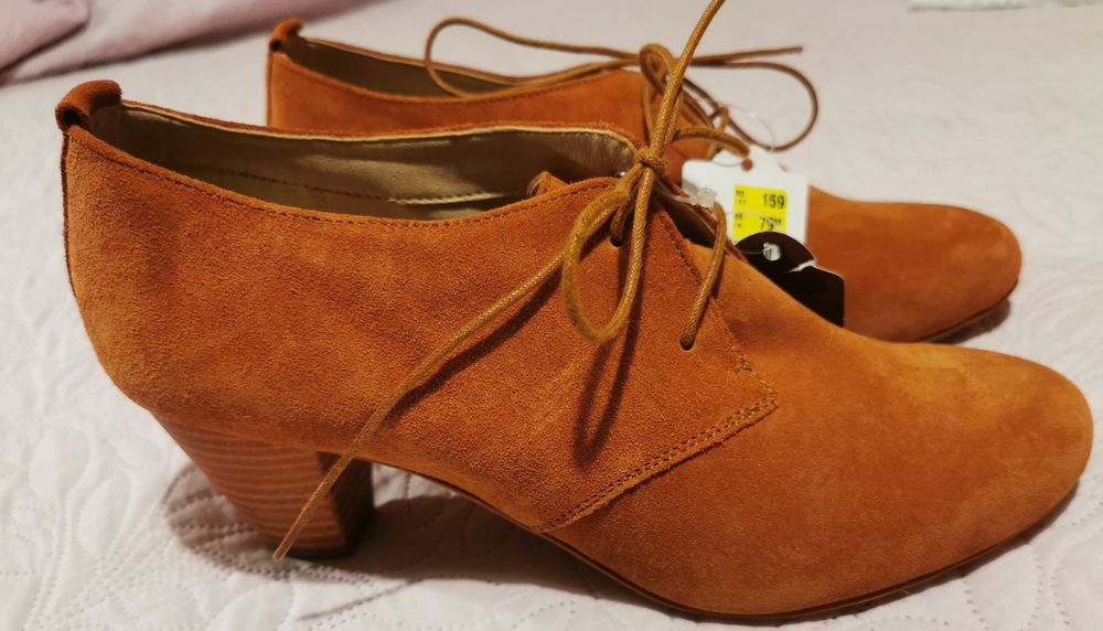 Дамски обувки на ток естествена кожа 38н-р