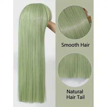 Права аниме светло зелена перука с бретон