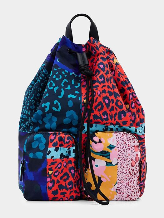 Desigual Раница с животински принт и пачуърк ефект