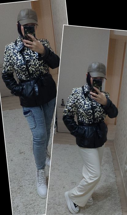 Кожаная куртка-леопард.