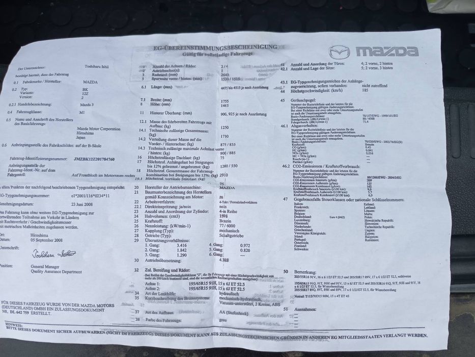 Джанти Mazda 3 2008 г.