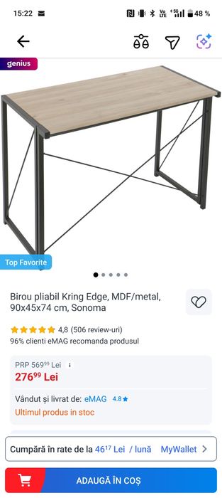 Birou pliabil 90x45x74