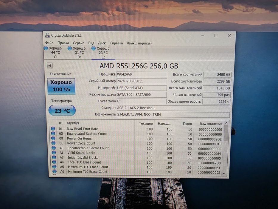 Ssd 256gb 2.5 в отличном состоянии