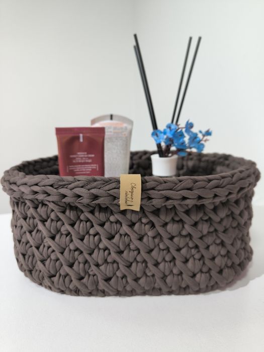 Вязаная корзина трикотажная пряжа