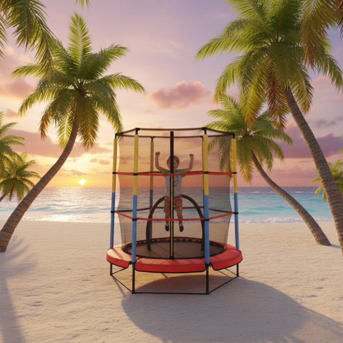 Батут 4,5ft 140см с вътрешна мрежа - червен