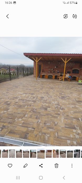 Montaj pavaje borduri rigole piatra travertin județul Iași