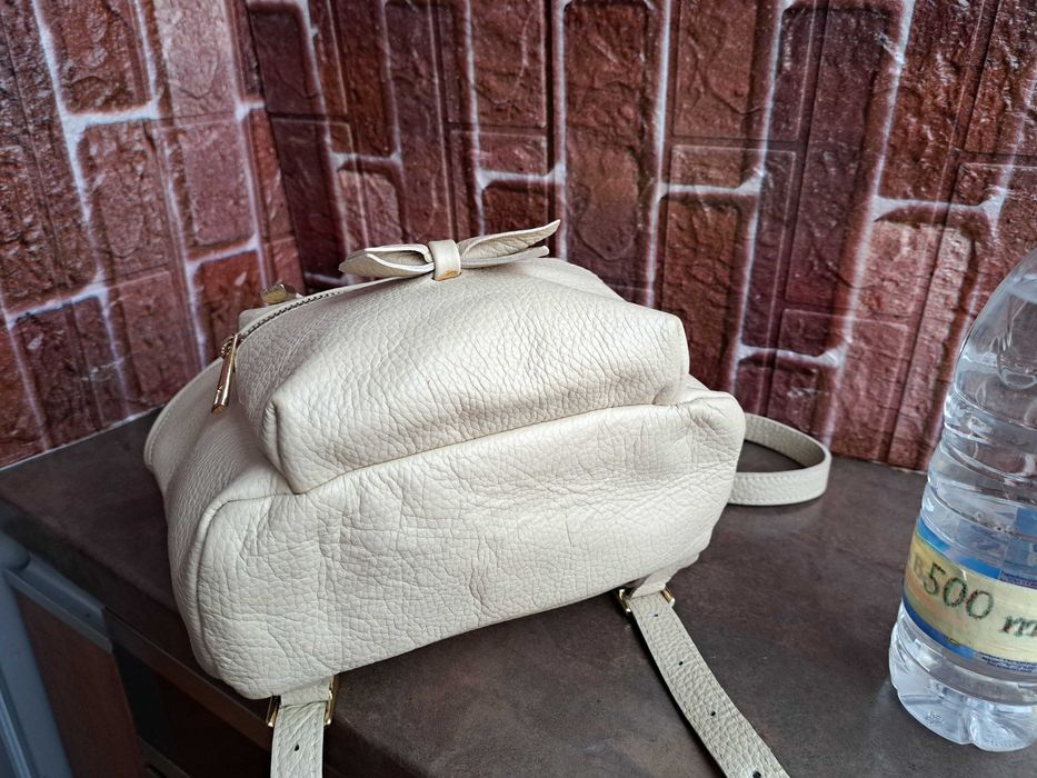 дамска раница,кожена,чанта-естествена кожа,бежово,слонова кост