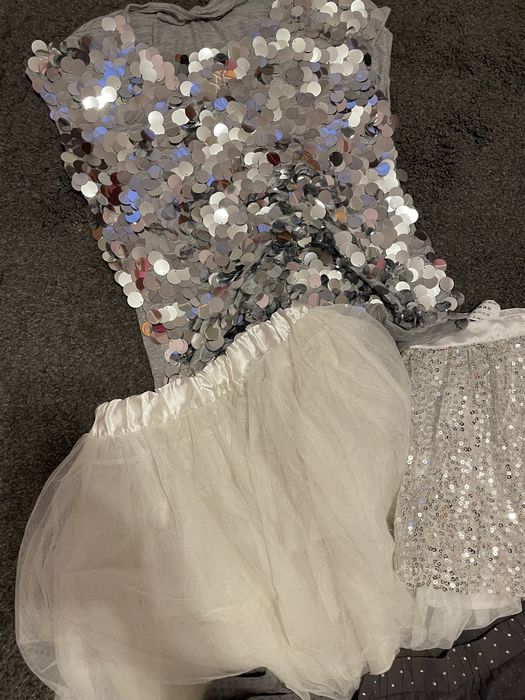 Бяла рокля Бенетон/Sisley;суитчер,клин152/158;;шапка Мини Маус