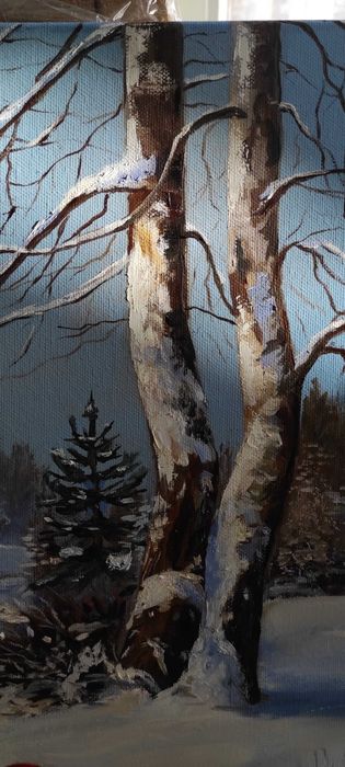 GATA SPRE VANZARE- Pictura in ulei -" Iarna"