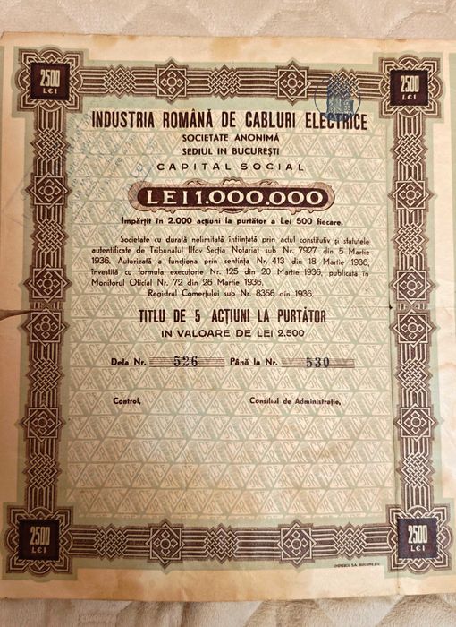Titlu 5 actiuni 1936